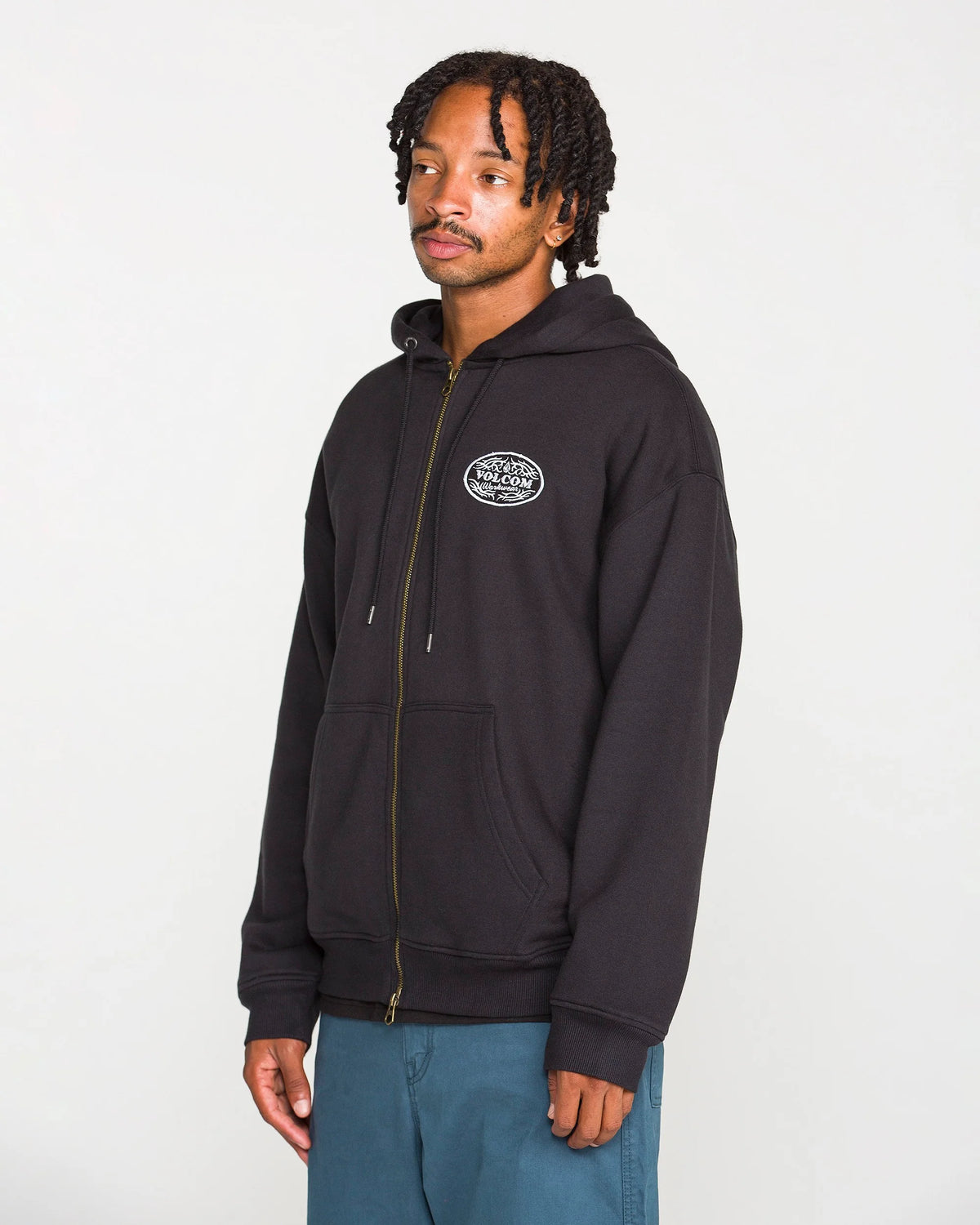 Volcom On The Hunt Workwear Antique Black Zip Hooded Sweatshirt