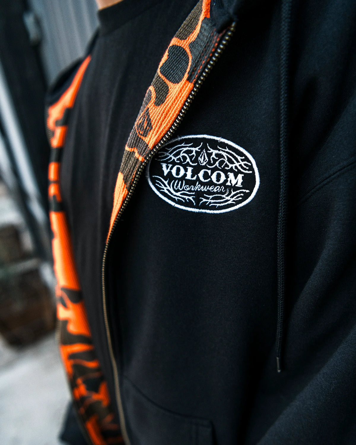 Volcom On The Hunt Workwear Antique Black Zip Hooded Sweatshirt