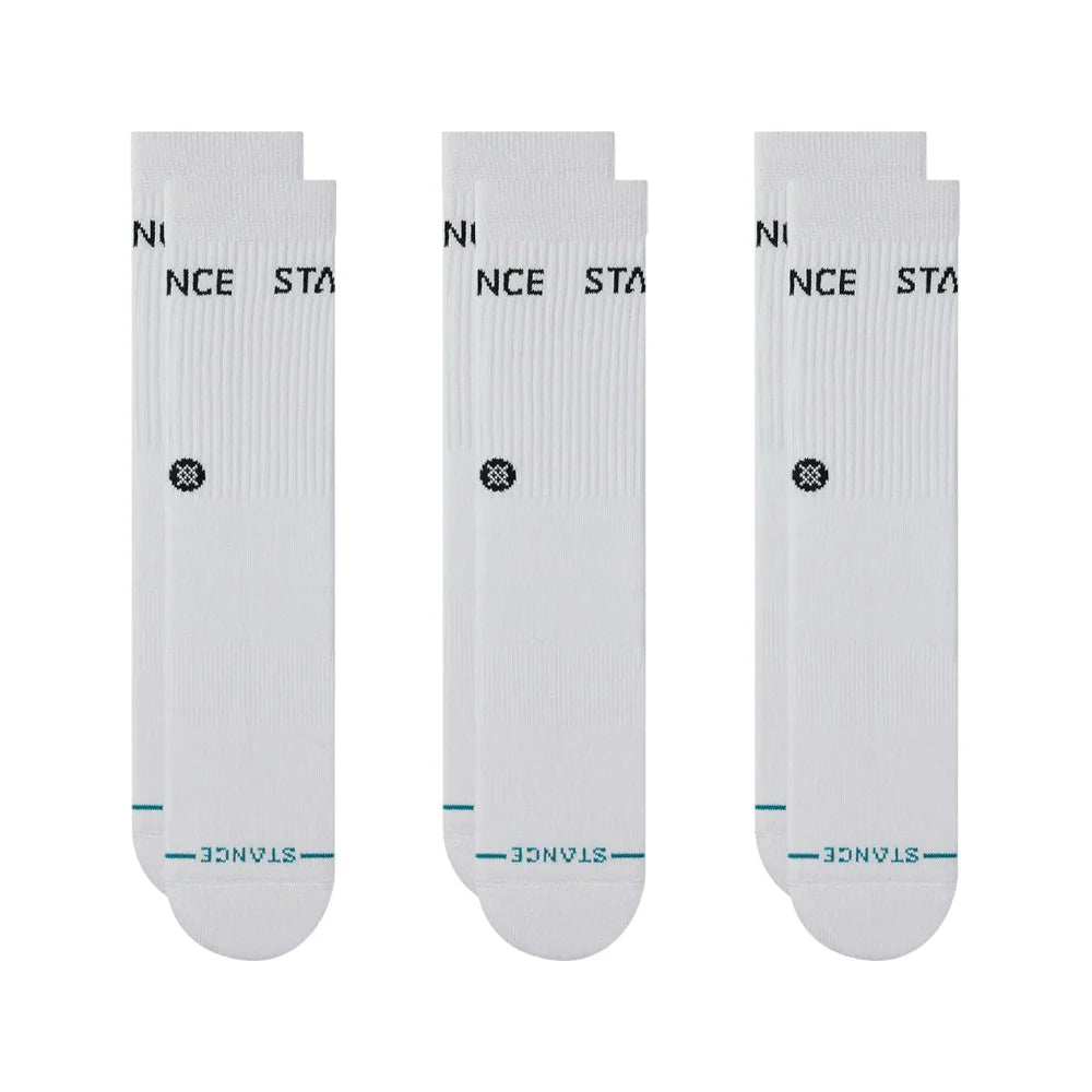 Stance Origin White 3 Pack Crew Socks
