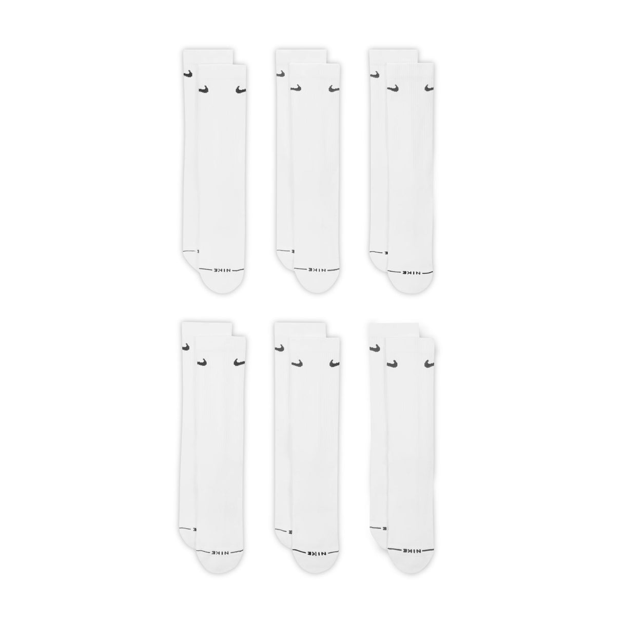 Nike Everyday Elevated 6 Pack White Crew Socks HQ8021-901