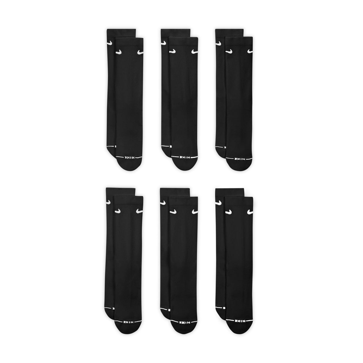 Nike Everyday Elevated Black/White 6-Pack Crew Socks