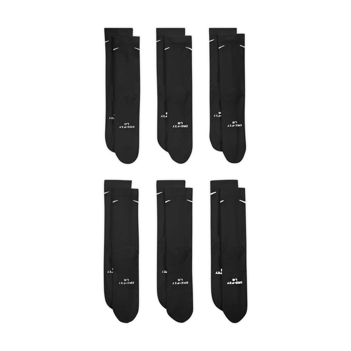 Nike Everyday Elevated Black/White 6-Pack Crew Socks