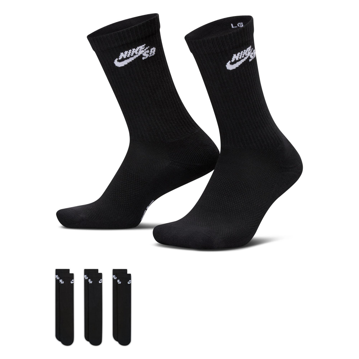 Nike Sb Everyday Elevated 3 Pack Black Crew Socks IR1328-900