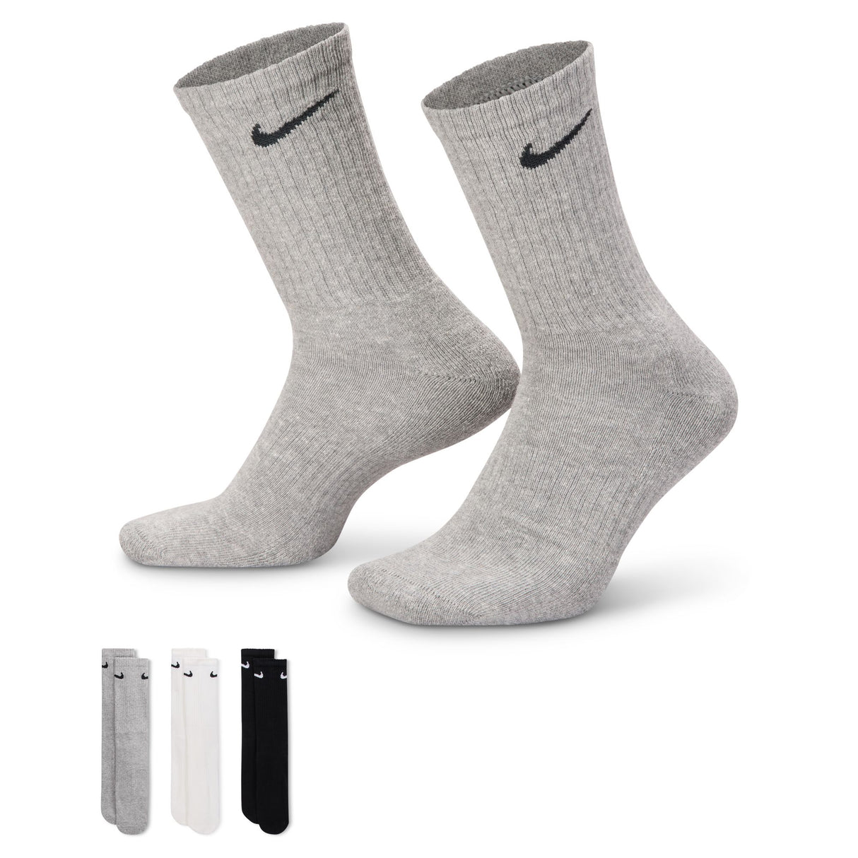 Nike Everyday Plus Cushioned Black/Grey/White Multi 6 Pack Crew Socks