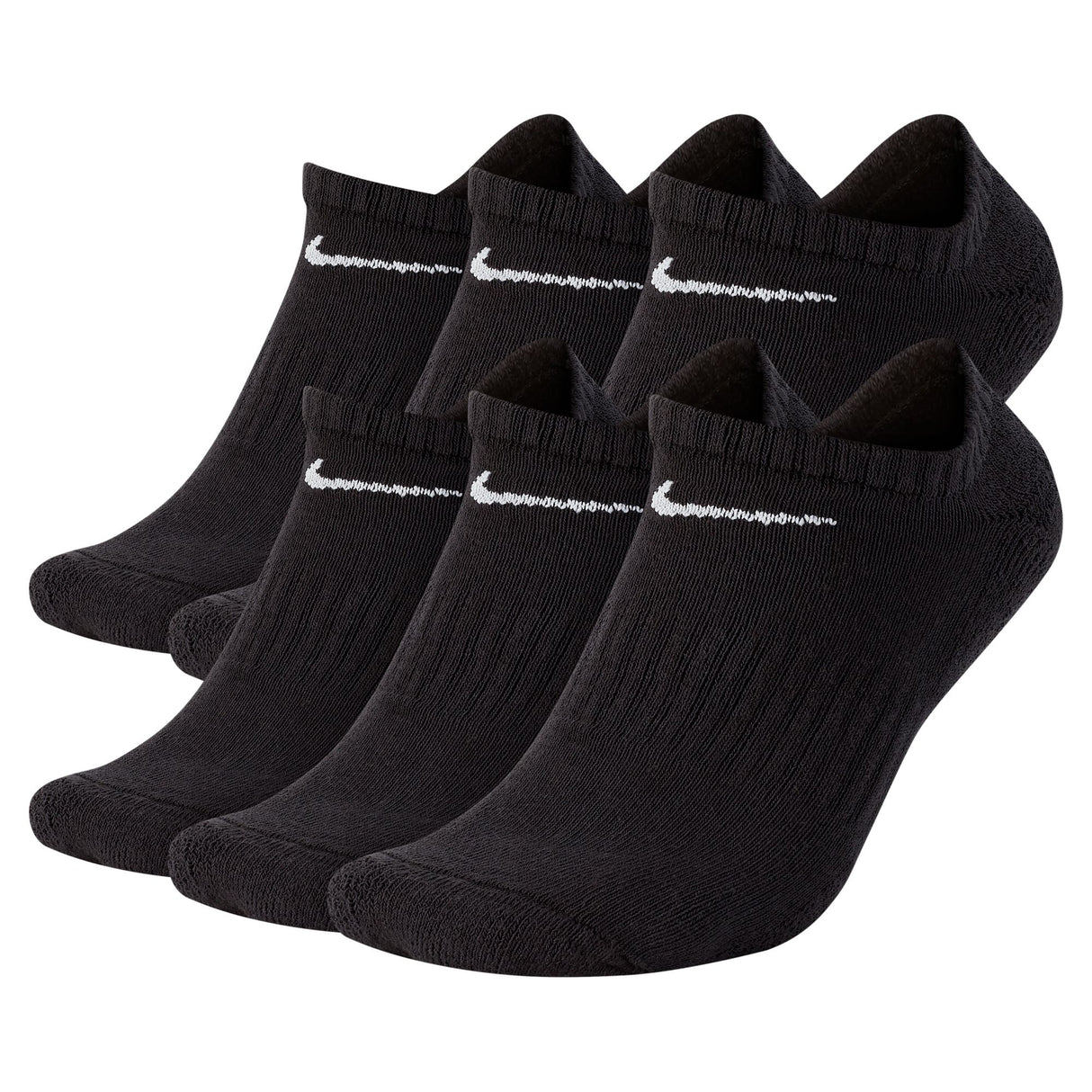 Nike Everyday Plus Cushioned Black/White 6 Pack No Show Socks