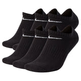 Nike Everyday Plus Cushioned Black/White 6 Pack No Show Socks