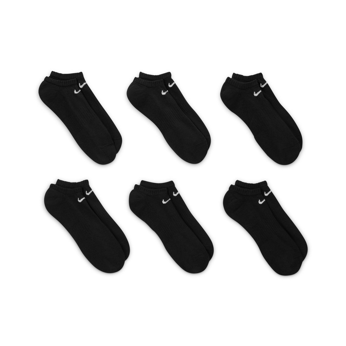 Nike Everyday Plus Cushioned Black/White 6 Pack No Show Socks