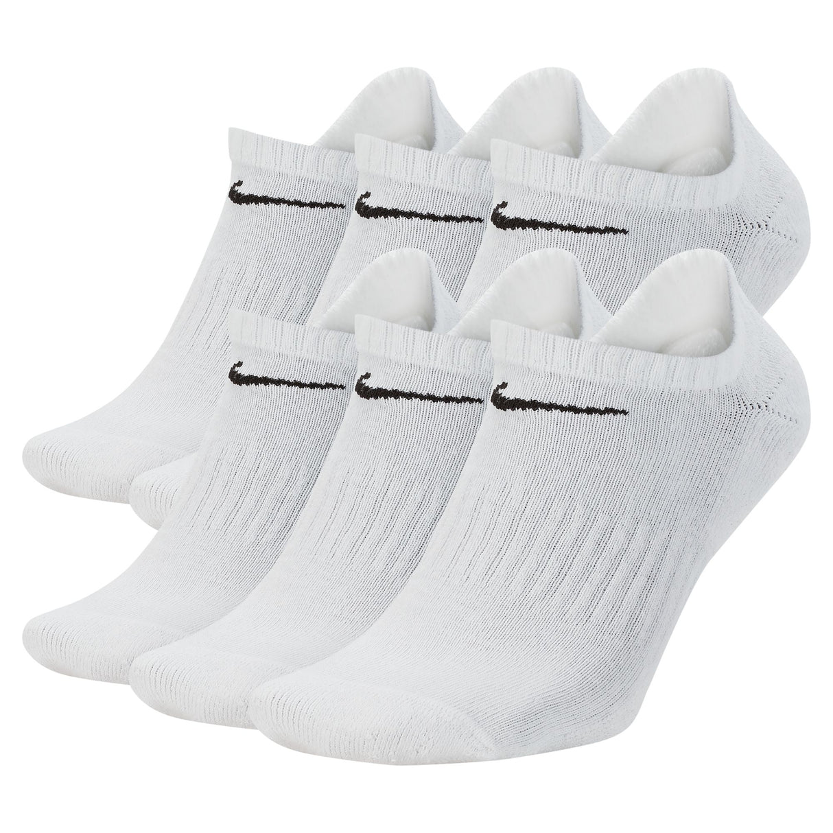 Nike Everyday Plus Cushioned White/Black 6 Pack No Show Socks