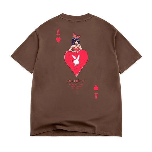 Color Bars x Playboy Ace of Hearts Distressed Chocolate S/s Shirt