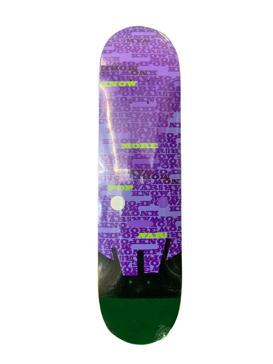Popwar No More War Purple/Black Logo 7.8" Classic Skateboard Deck
