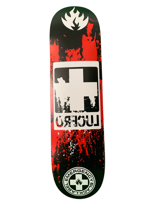 Black Label Emergency John Lucero Cross Red/Black 8.5" Classic Skateboard Deck