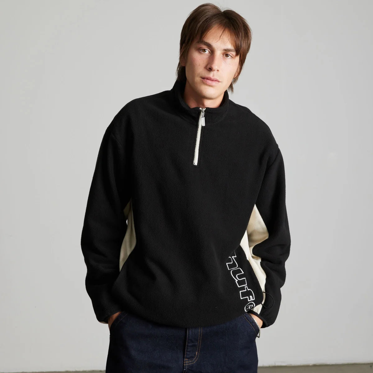 HUF Basecamp Black Quarter Zip Polar Fleece