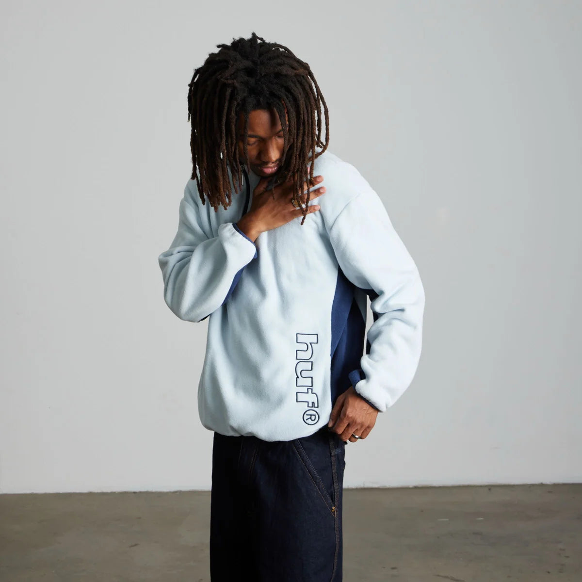 HUF Basecamp Sky Blue Quarter Zip Polar Fleece