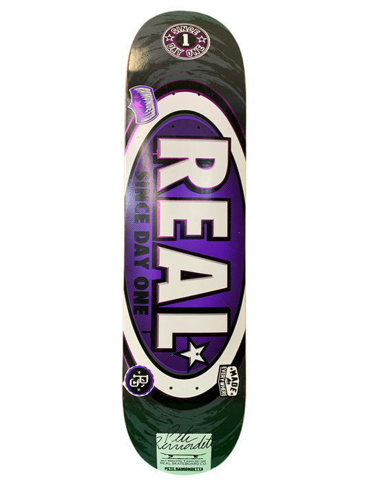 Real Pete Ramondetta Oval Logo Purple Self Medicated 8" Classic Skateboard Deck