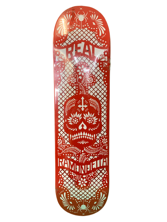 Real Peter Ramondetta Skull Red/White 7.75" Classic Skateboard Deck