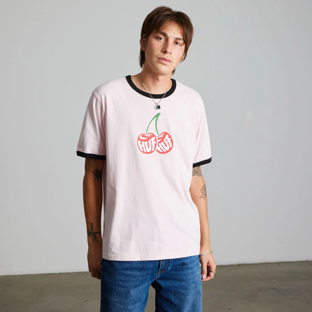HUF Cherries Dusty Pink Ringer S/s Shirt