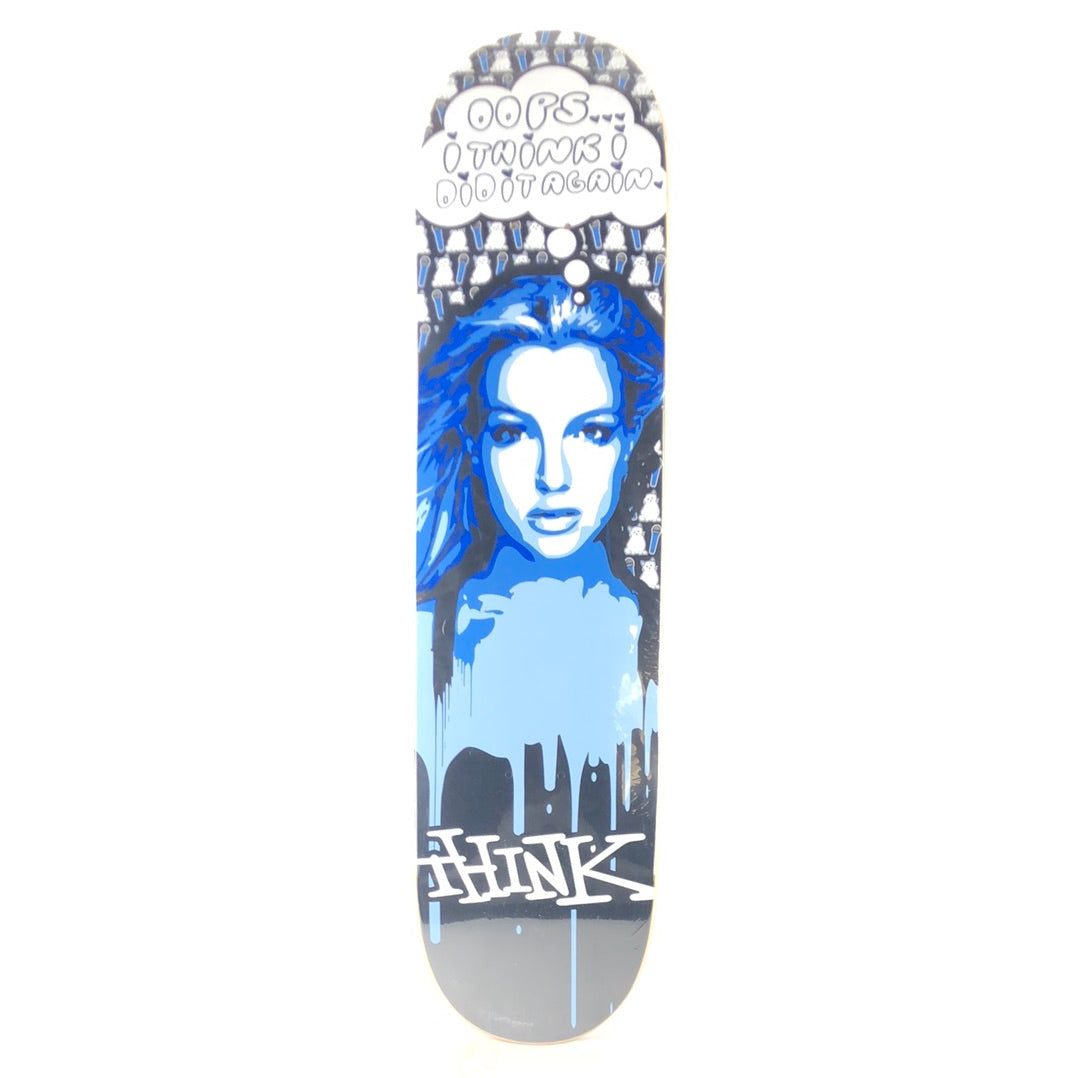 Think Britney Spears Jailbait Series Black White Blue Size 7.6" Skateboard Deck