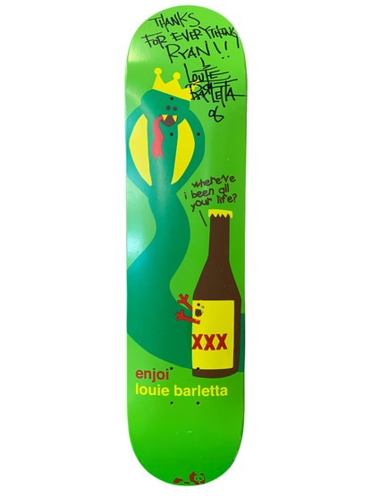Enjoi Louie Barletta Signed King Cobra 7.75" Classic Skateboard Deck