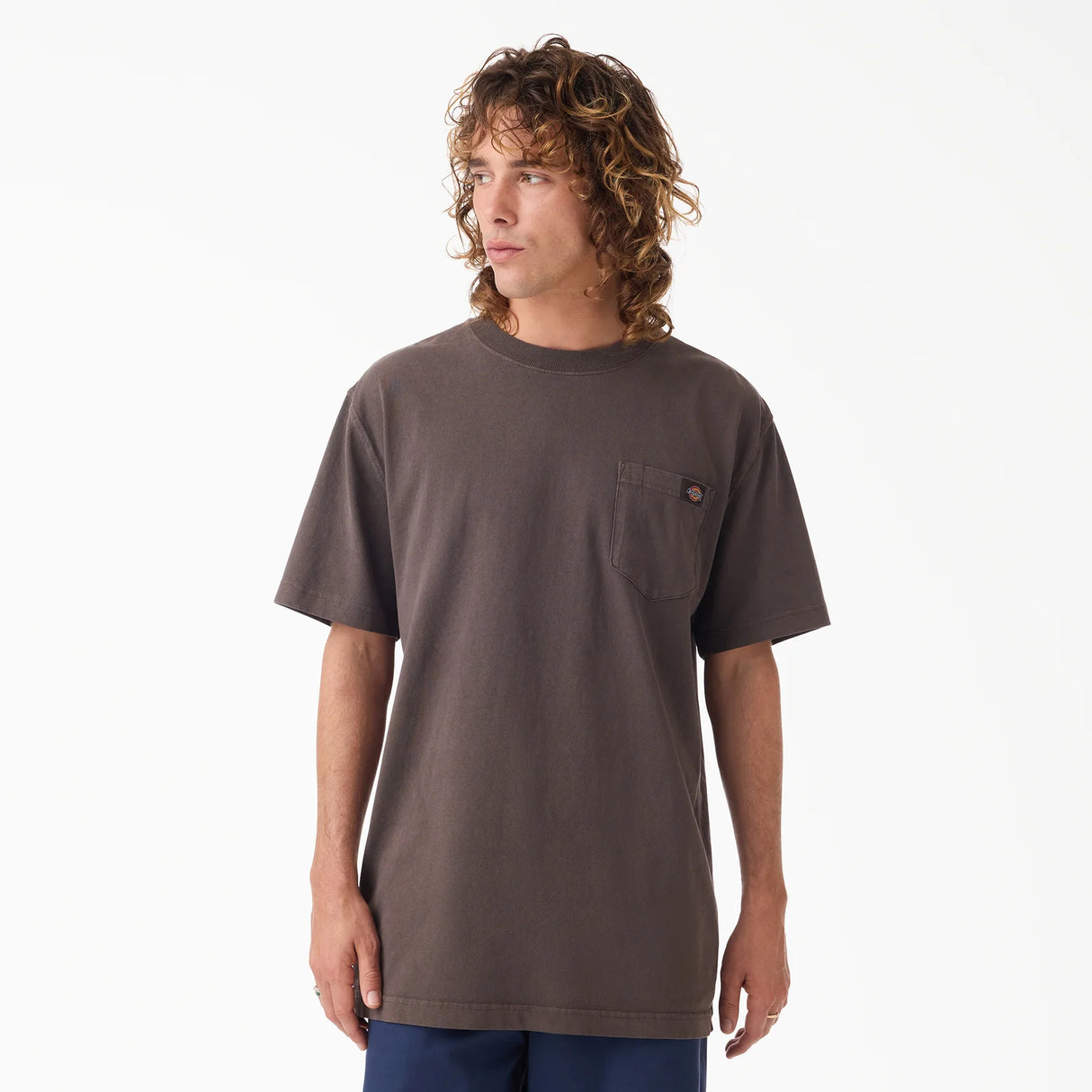 Dickies Worn In Dark Brown Heavyweight Pocket T-Shirt