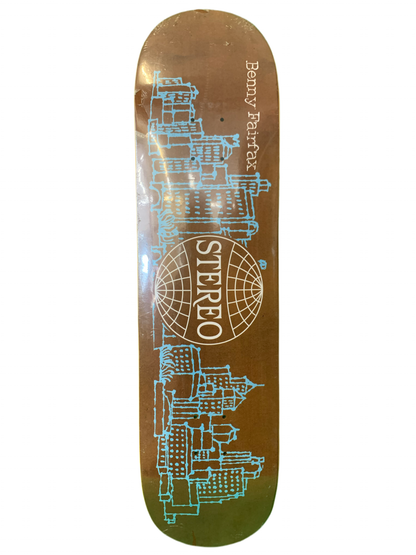 Stereo Benny Fairfax Buildings Brown/Blue/White Size 7.75" Classic Skateboard Deck
