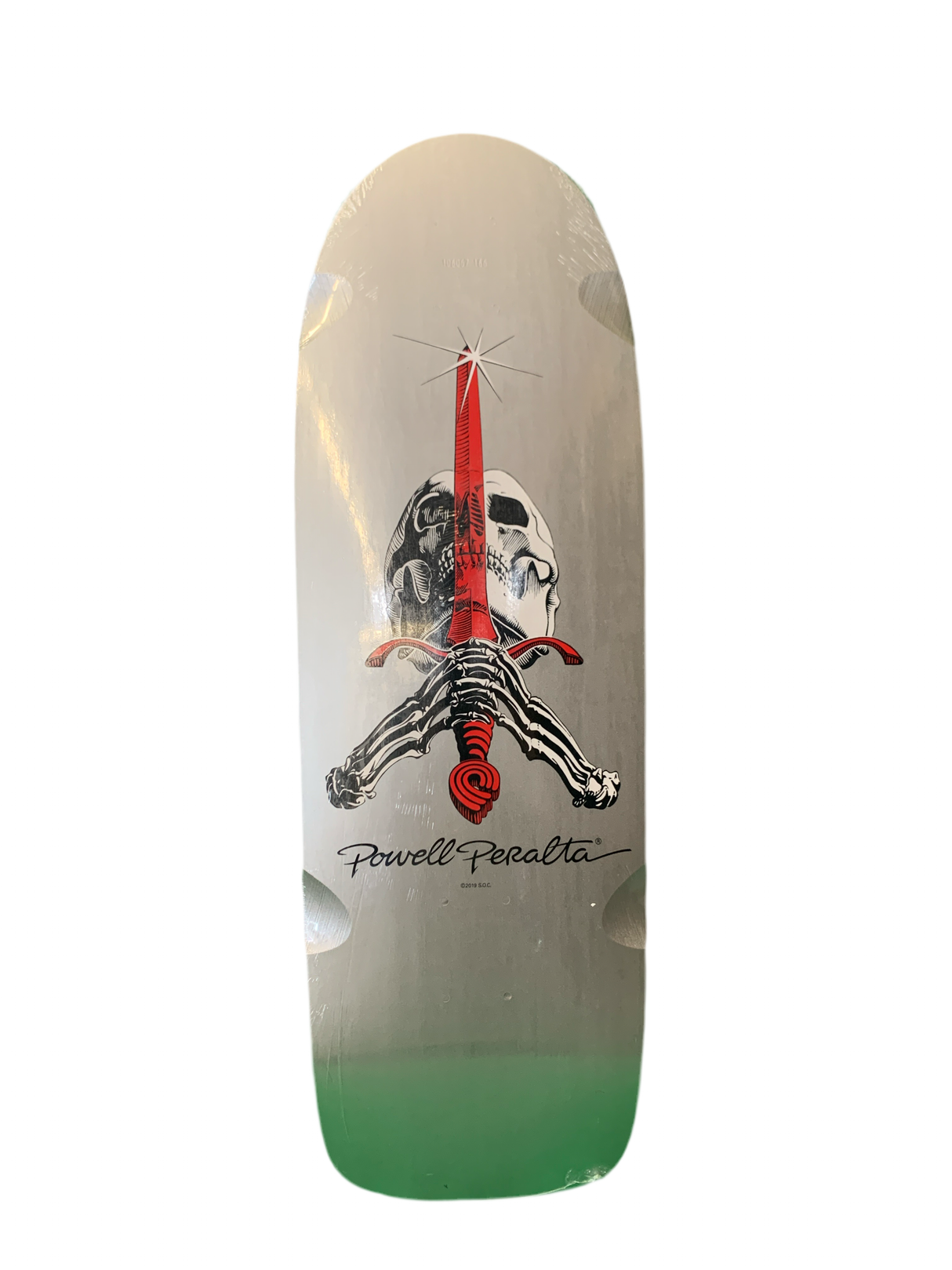 Powell Peralta 10" Ray Rodriguez OG Skull and Sword Silver 219 Classic Skateboard Deck