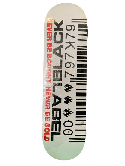 Black Label Never Be Sold Barcode White/Black 8.25" Classic Skateboard Deck