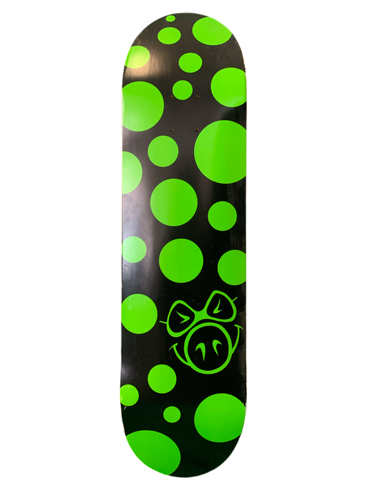 Pig Wood Polka Dots Black/Green 8" Classic Skateboard Deck