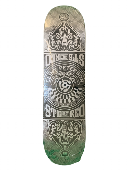 Stereo x Obey Art by Shepard Fairey Clint Peterson Signed 2009 8" Classic Skateboard Deck