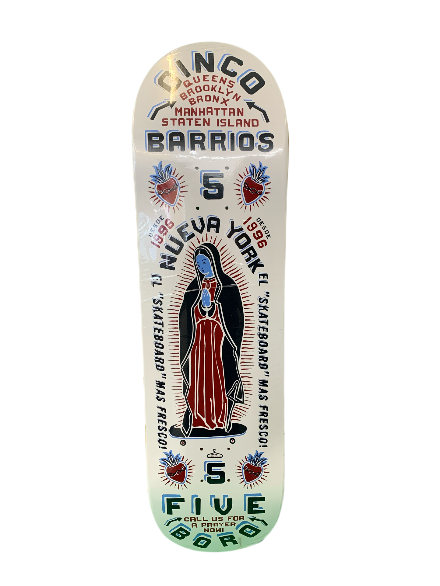 5Boro Cinco Barrios White 8.5" Classic Skateboard Deck