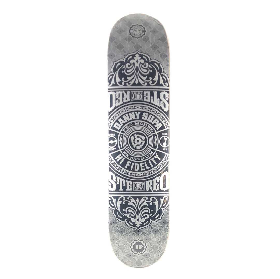Stereo Danny Supa Obey Records Graphic Black Silver Size 7.5" Vintage NOS Deck