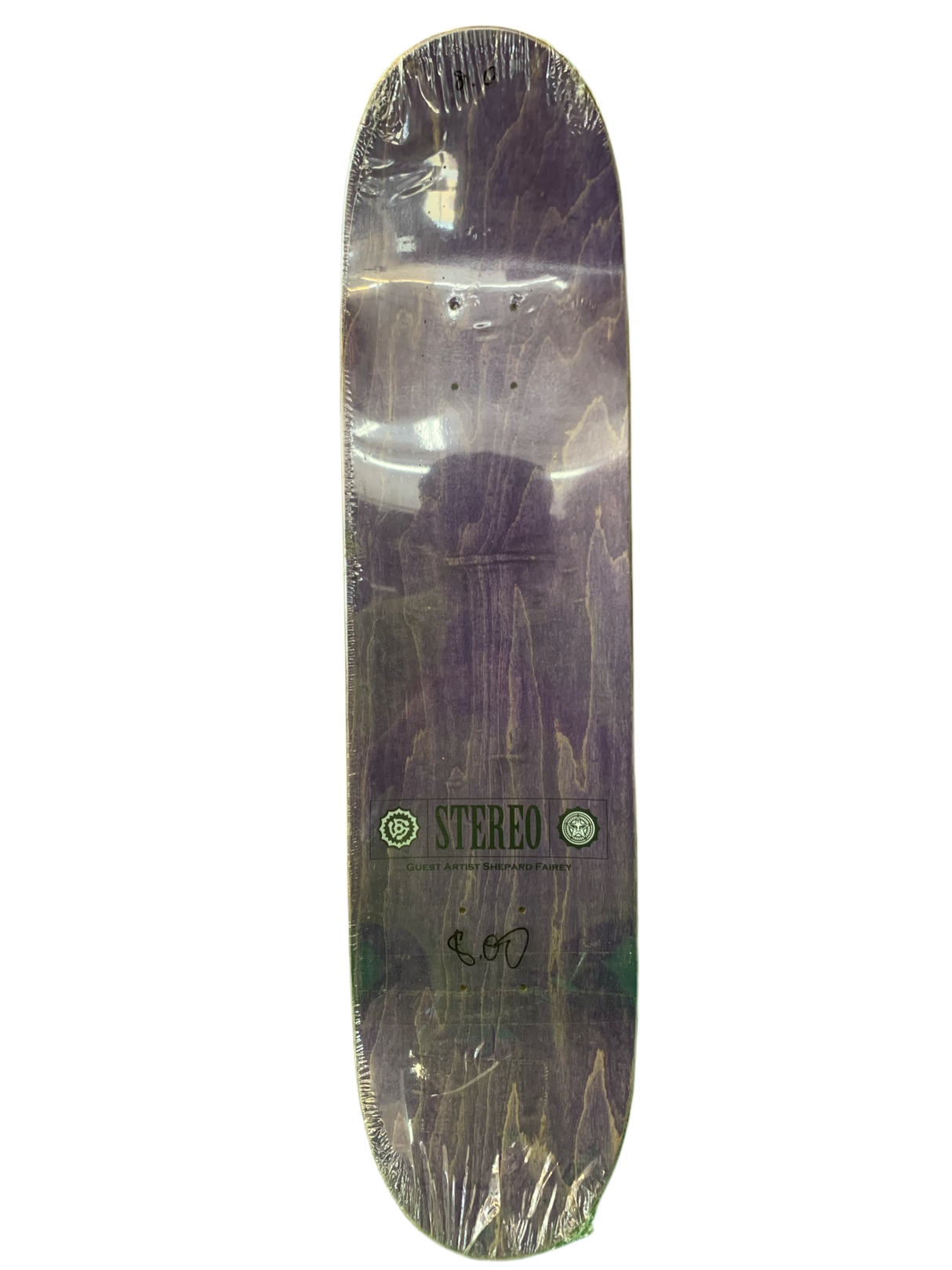 Stereo x Obey Art by Shepard Fairey Clint Peterson Signed 2009 8" Classic Skateboard Deck