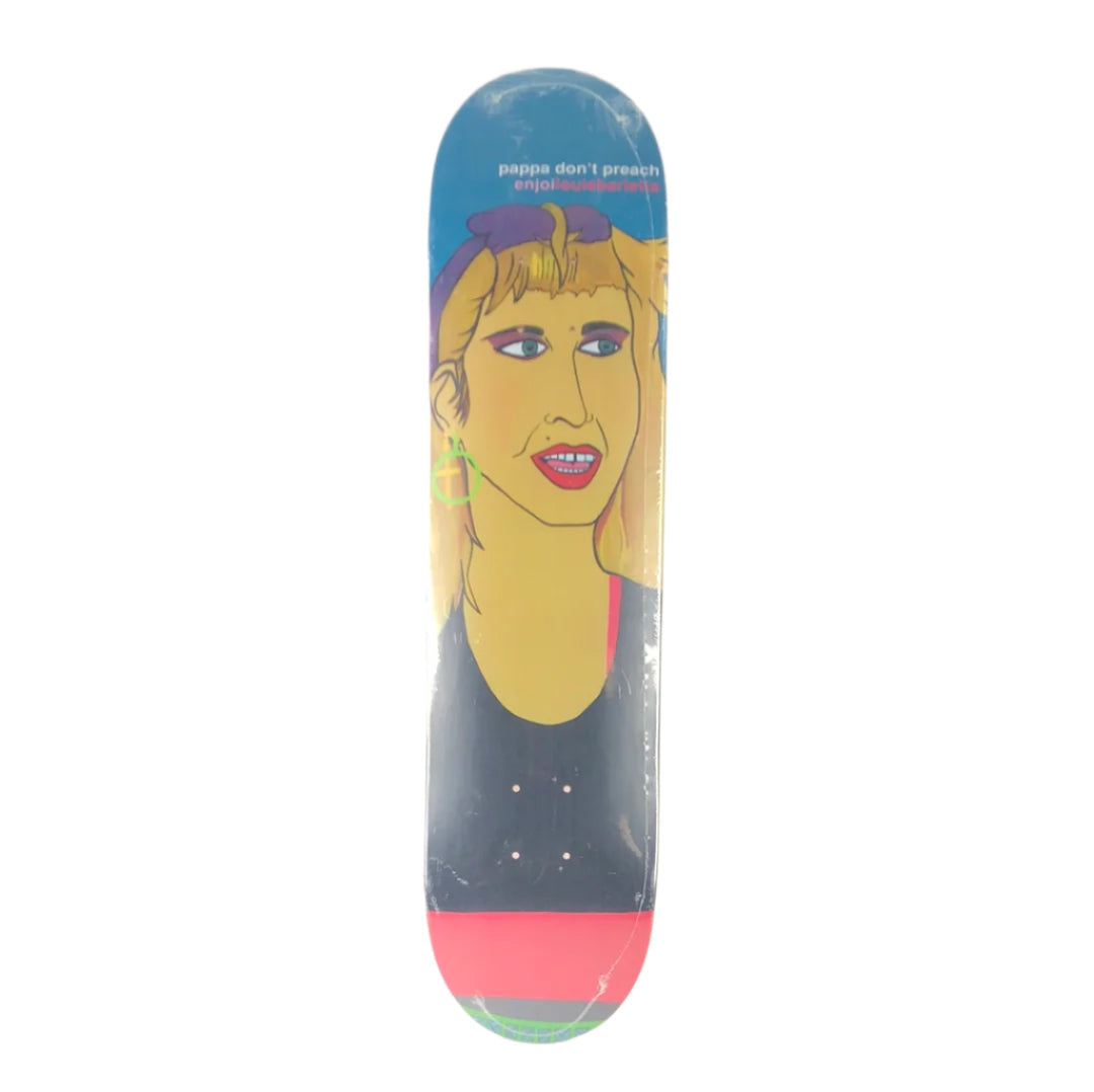 Enjoi  Louie Barletta "Pappa Don't Preach" Graphic Blue Black Red Tan Size 7.5" Vintage NOS Deck