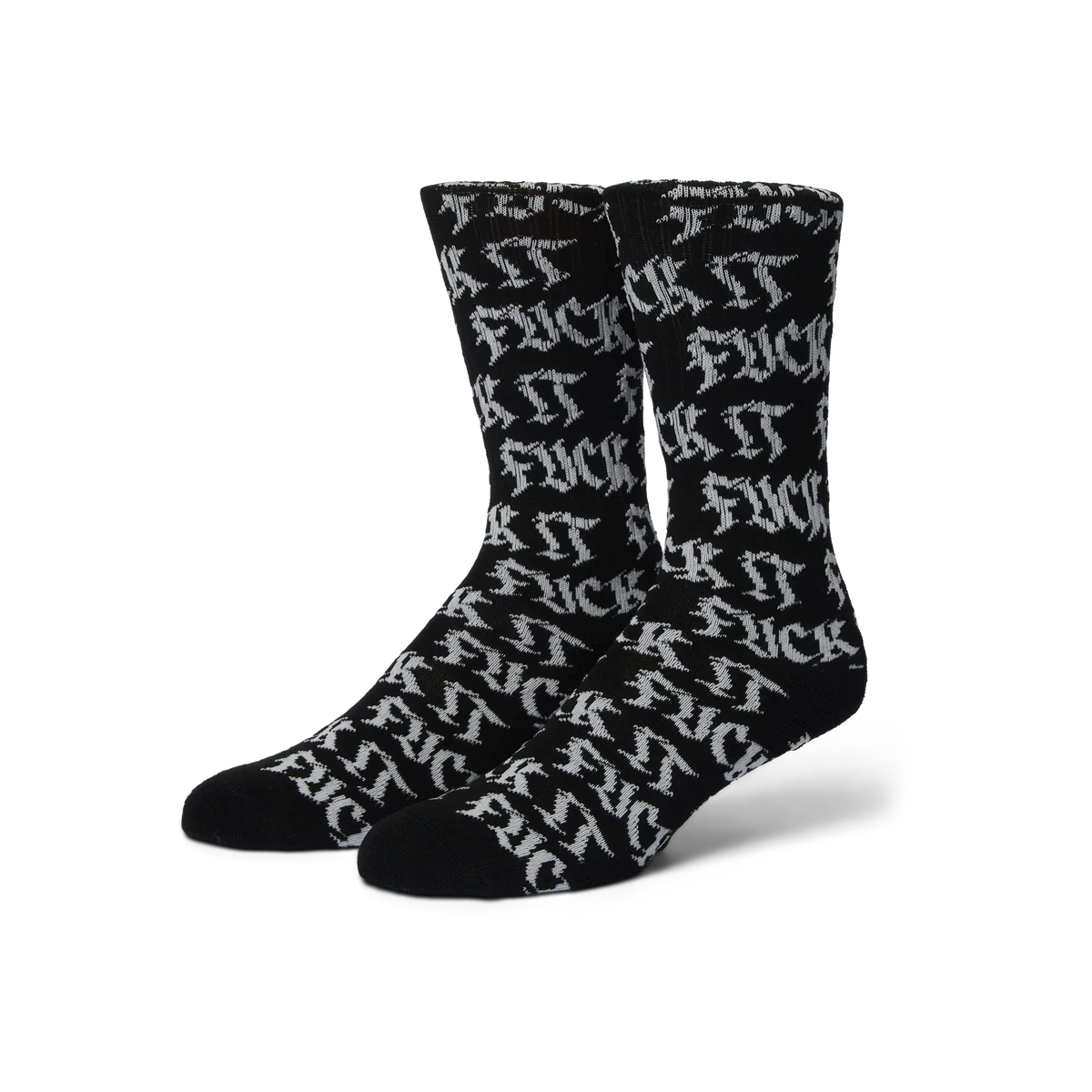 HUF Fuck It Old Style Black Crew Sock