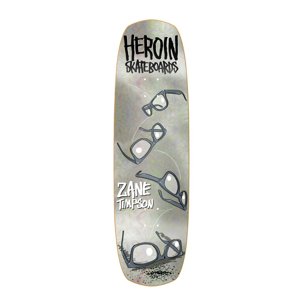 Heroin Zane Timpson Glasses Holographic Foil 9.0" Shaped Skateboard Deck