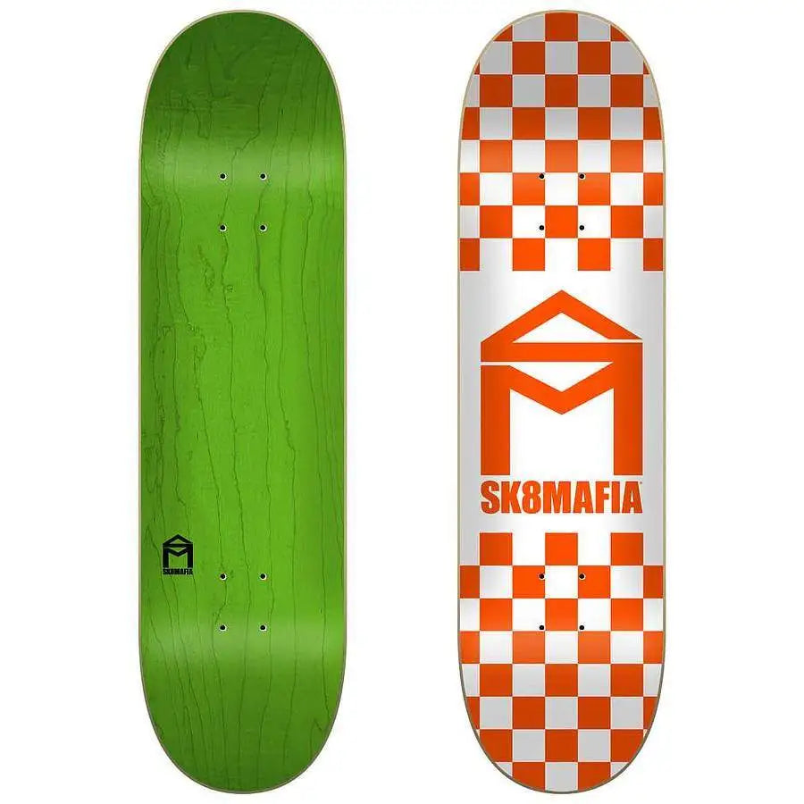 Sk8Mafia House Logo Checker Orange 8.0" Skateboard Deck