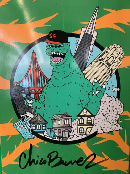 Chico Stix Gzilla Chico Brenes Signed 44/75 9.5" Double Kick Classic Skateboard Deck
