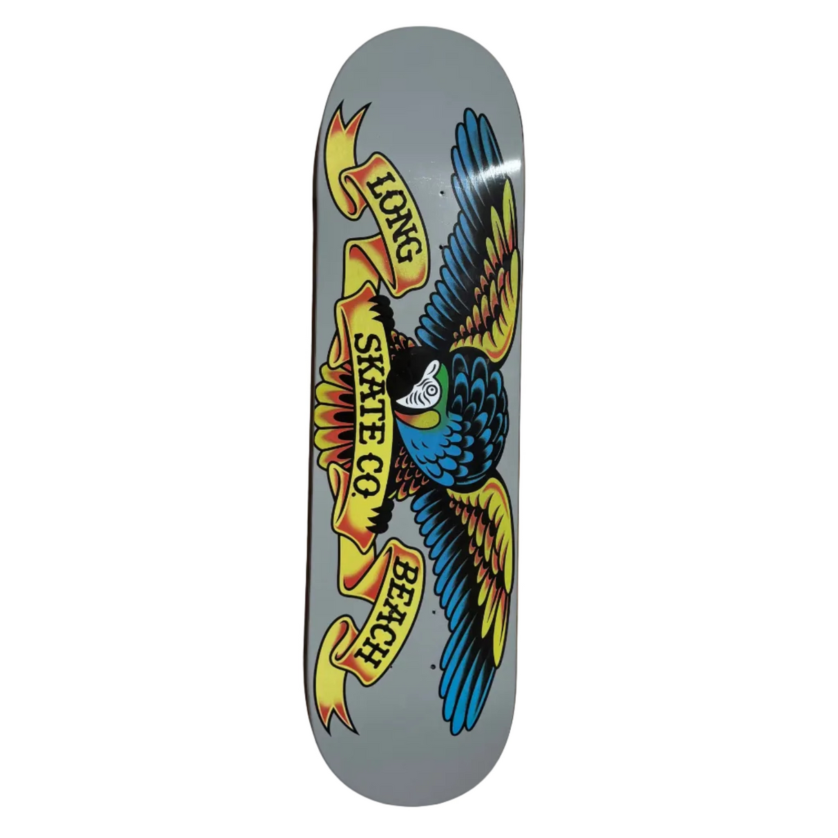 Long Beach Skate Co Classic Parrot Grey Skateboard Deck