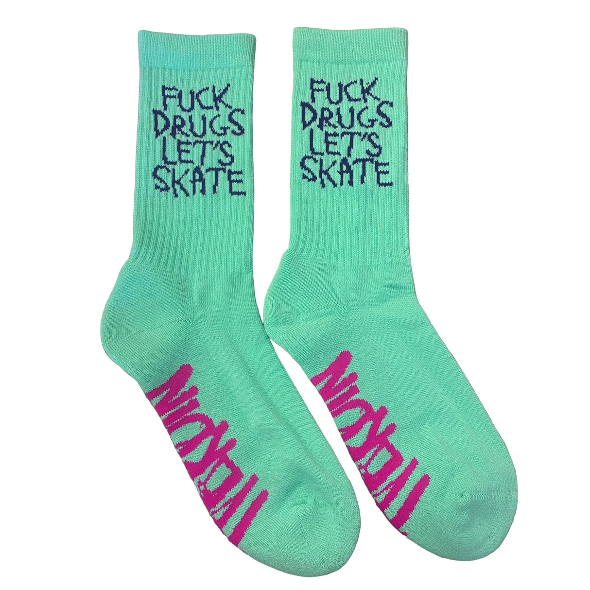 Heroin Fuck Drugs Green Crew Socks