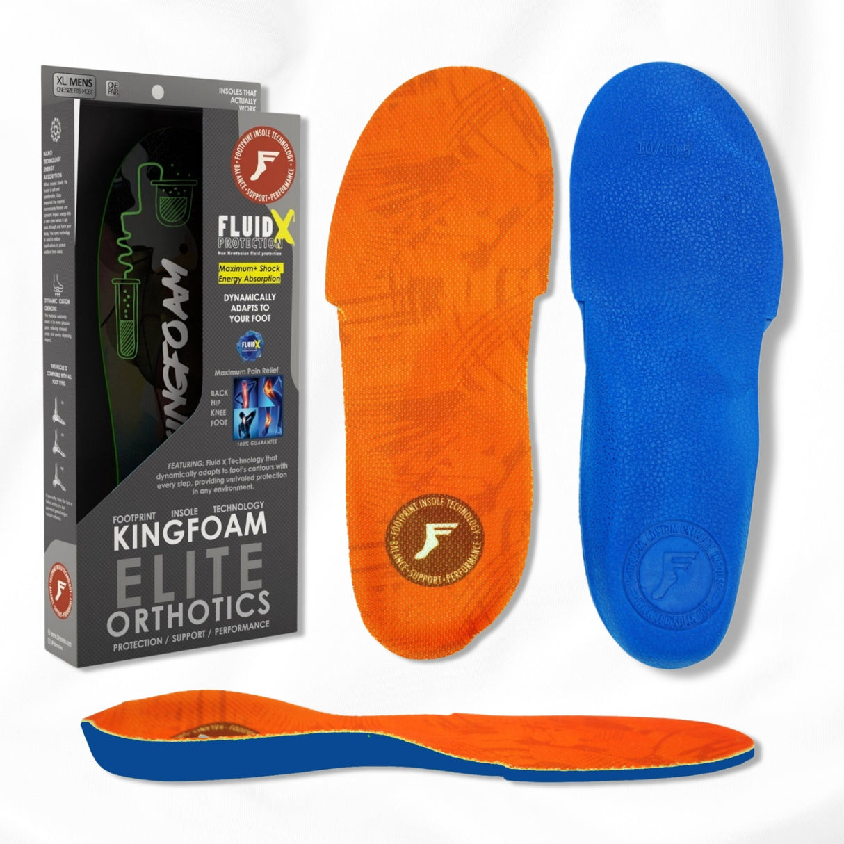 Footprint Kingfoam Orthotic FluidX Mid Orange Camo Insoles