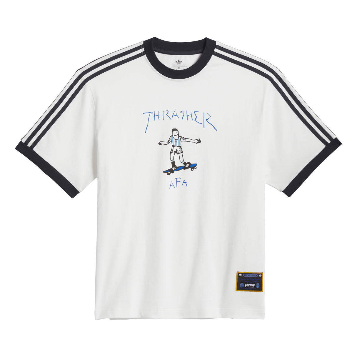 Adidas Skateboarding x Thrasher x AFA Gonz Core White Ringer S/s Shirt