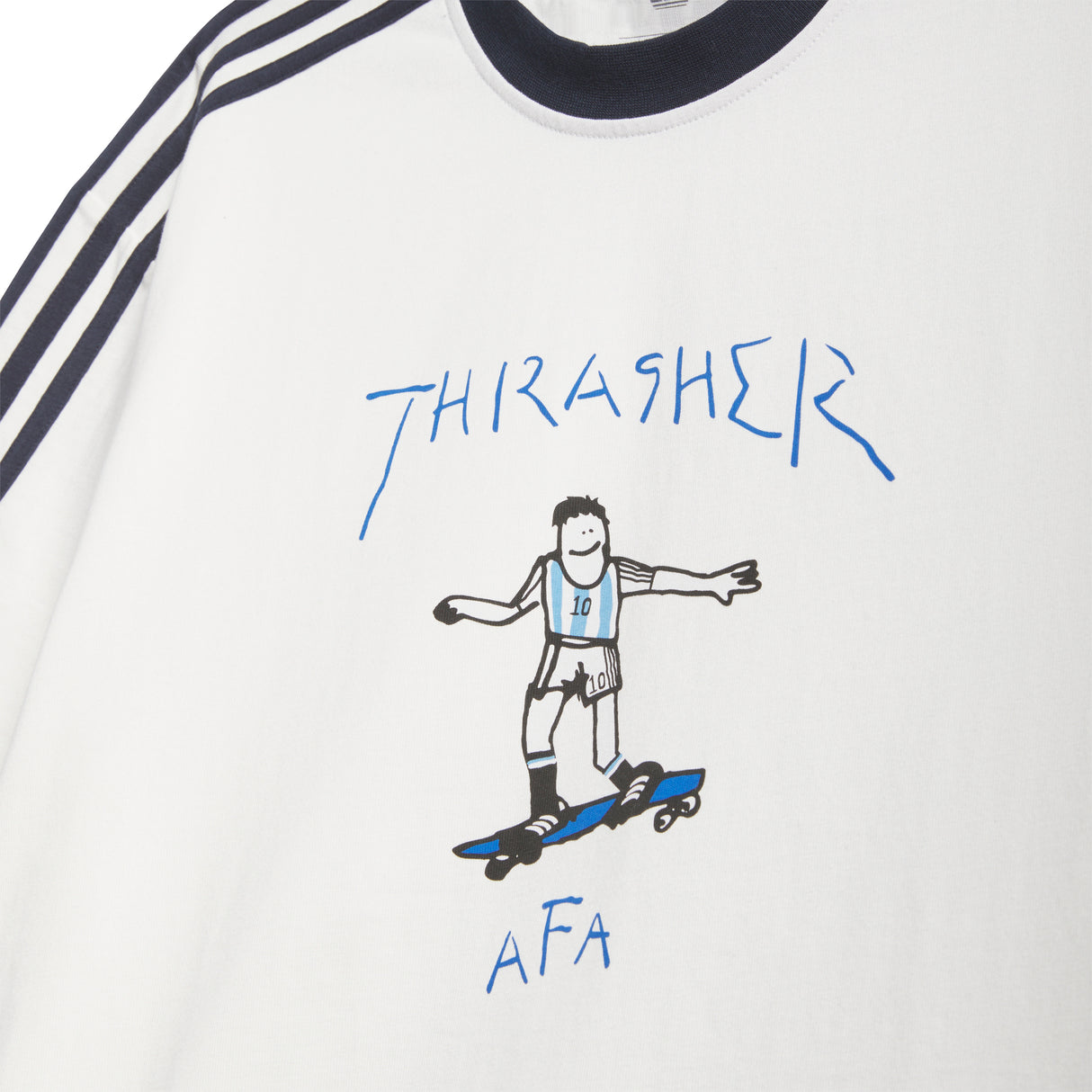 Adidas Skateboarding x Thrasher x AFA Gonz Core White Ringer S/s Shirt
