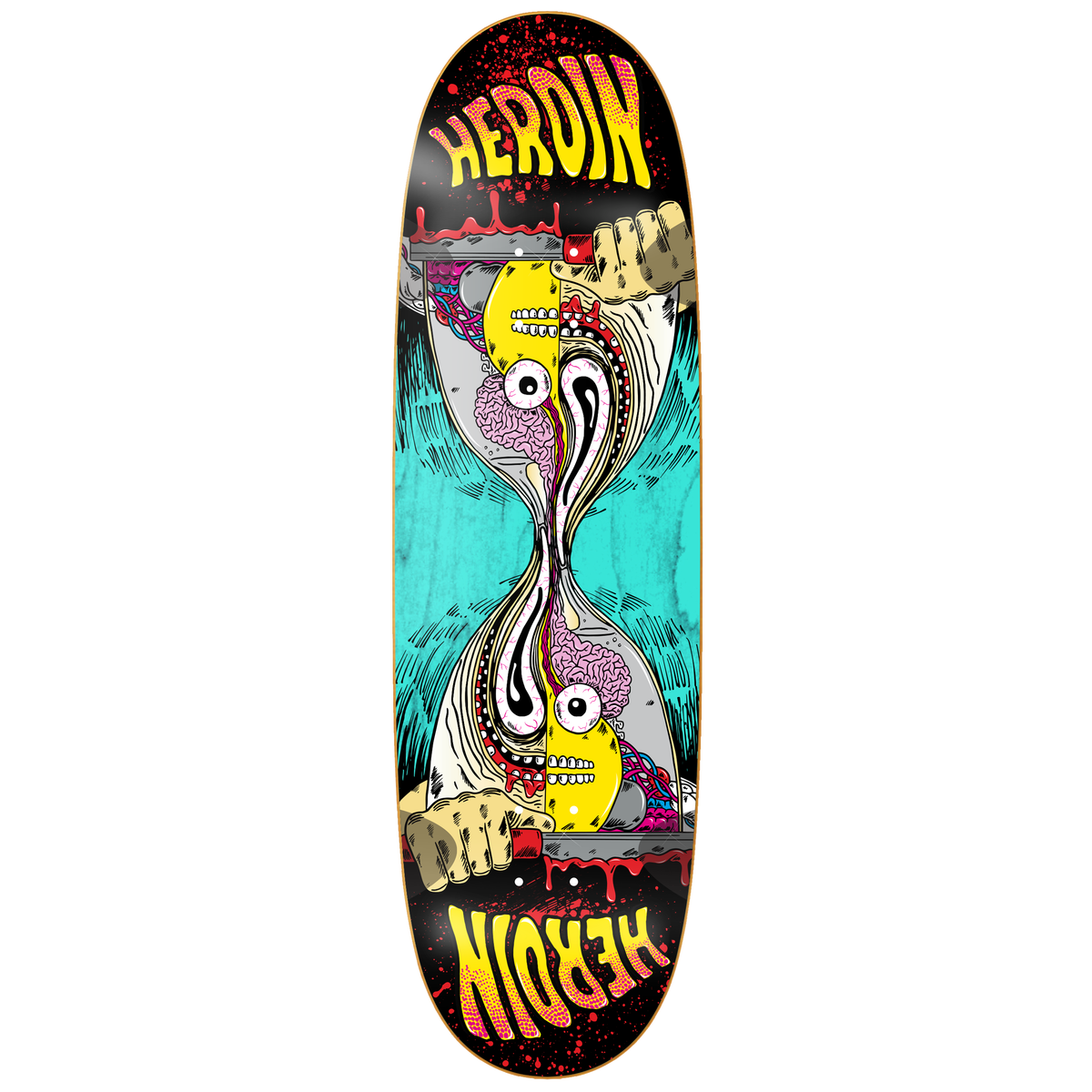 Heroin Merged Anatomy RazorEgg 9.25" Egg Shaped Assorted Stain Skateboard Deck