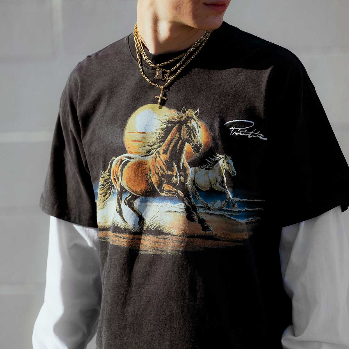 Primitive Sunset Twofer Washed Black L/s Heavyweight Shirt