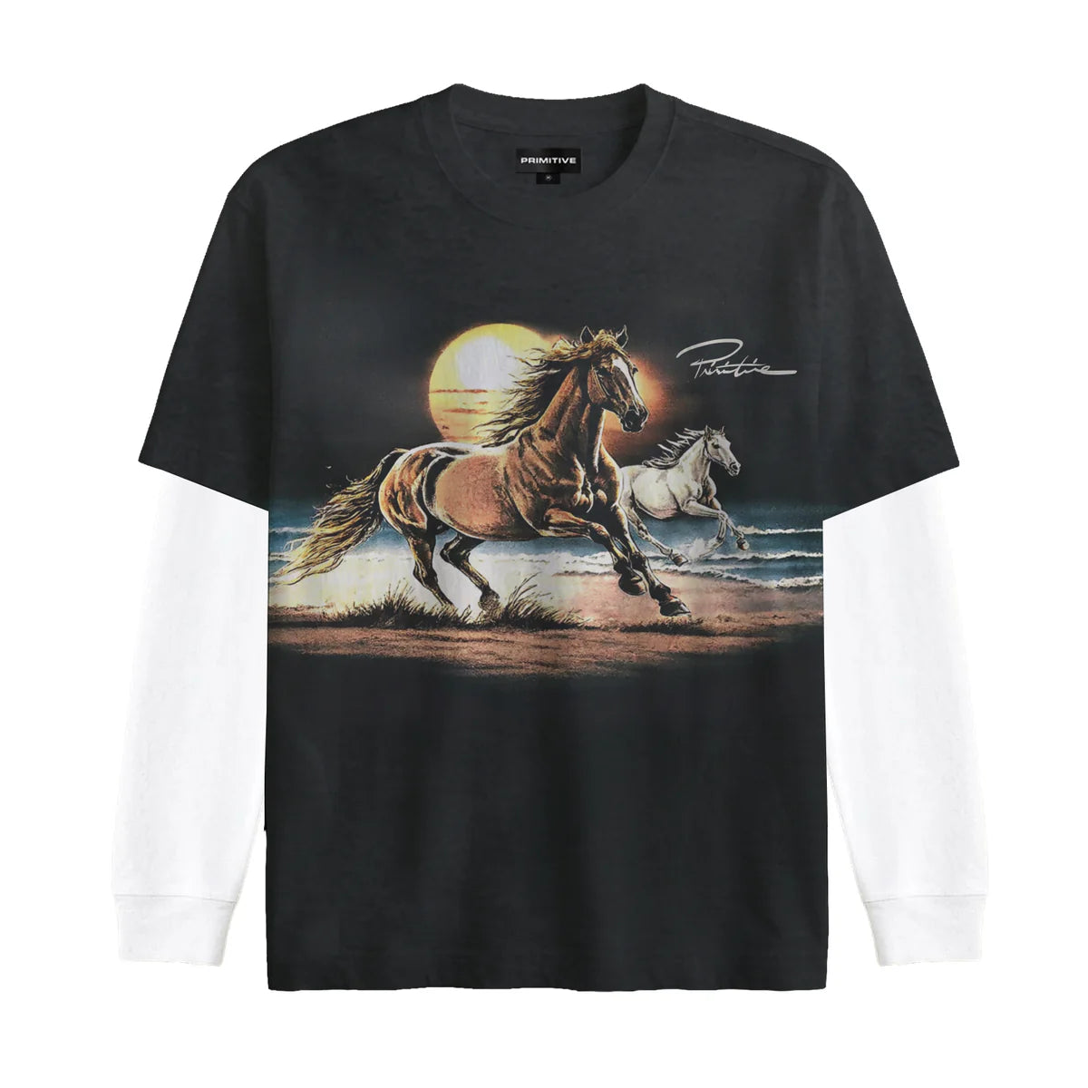 Primitive Sunset Twofer Washed Black L/s Heavyweight Shirt