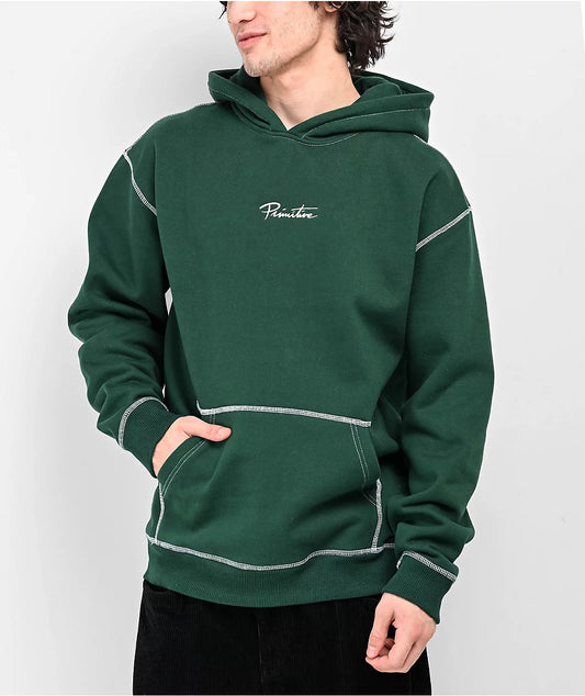 Primitive Contra Forest Green Hooded Sweatshirt