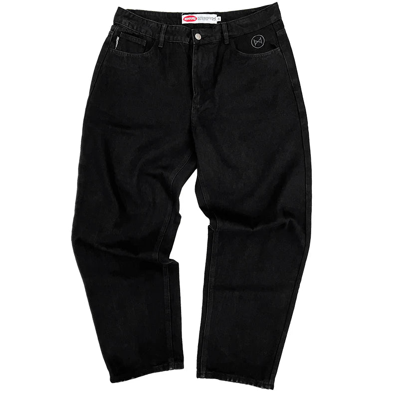No Hours Stamped Black Denim Pants