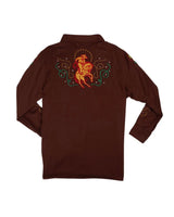 Sendero Show Pony Electric Brown Embroidered Western Pearl Snap L/s Button Up Shirt