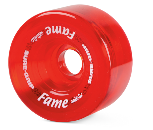 Sure-Grip Fame Artistic 95a 57mm (Set of 8) Clear Red Roller Skate Wheels