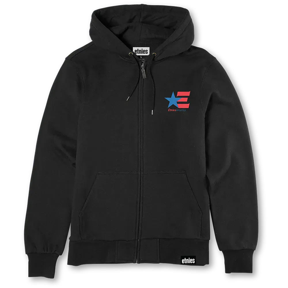 Etnies America Black Zip Up Hooded Sweatshirt