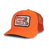 Sendero Cowboy Pro Shop Orange 5 Panel Meshback Snapback Hat